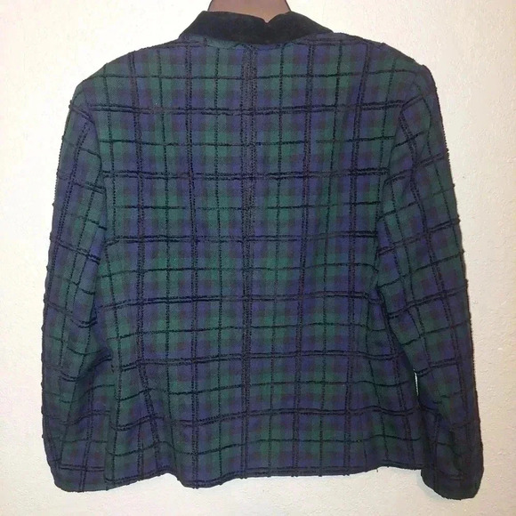 Pendleton Blue Green Plaid Wool Blend Blazer 12 - Picture 2 of 6
